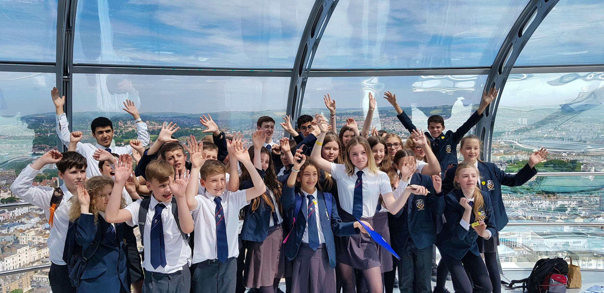 Lesson of the day: the sky’s the limit! High-achieving school children visit British Airways i360