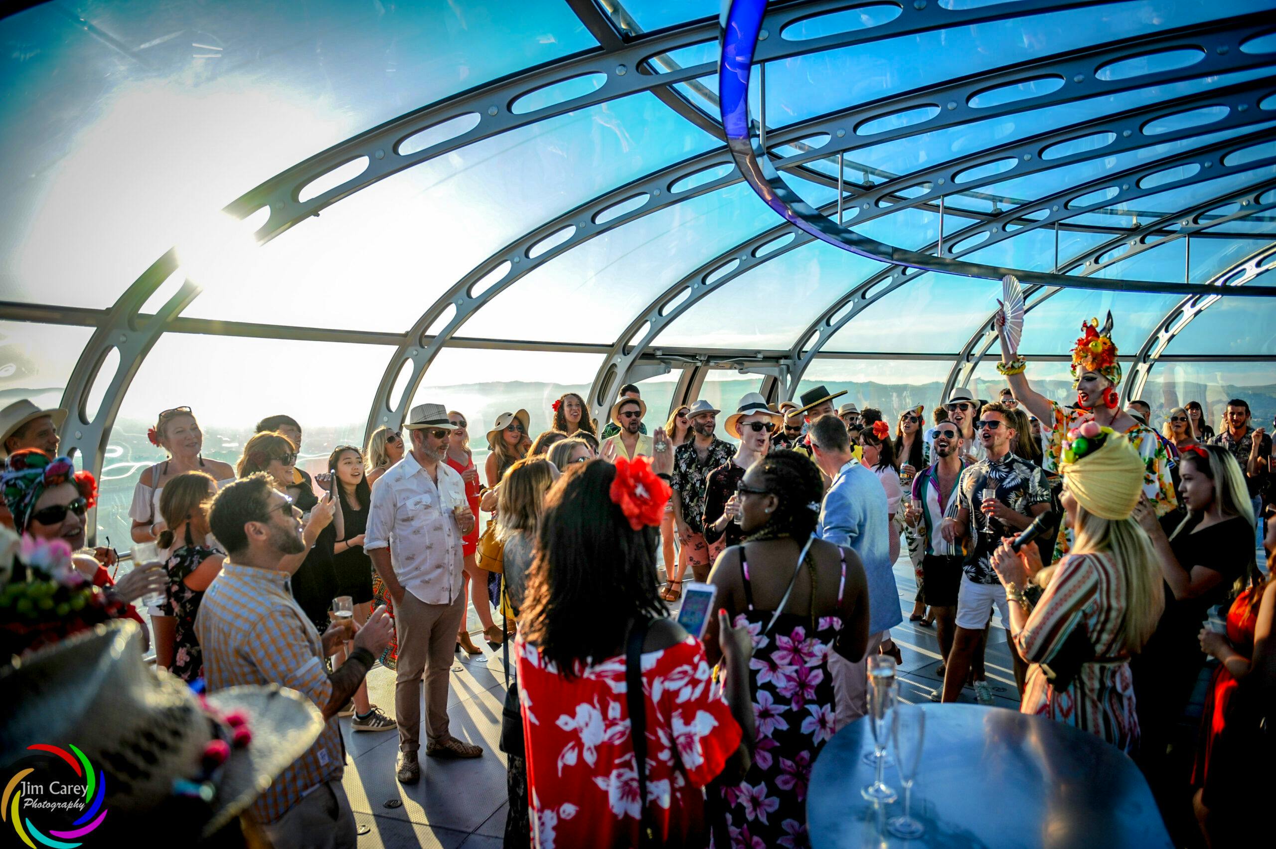 Summer party on the pod|Birthday party on the pod|Private wedding proposal|Corporate Drinks reception at sunset|© Photography by Jake Davis (fb.com/hungryvisuals)|Sky Dining|Wednesday 31st October 2018 Santa and Party time on the BAi360. Brighton